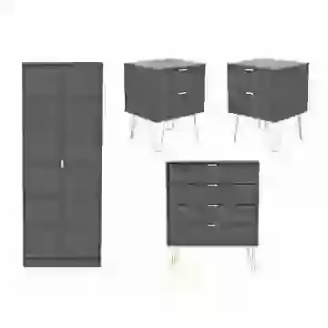 Cubik Package - 2 Door Wardrobe, Chest of Drawers and Bedside Chests
